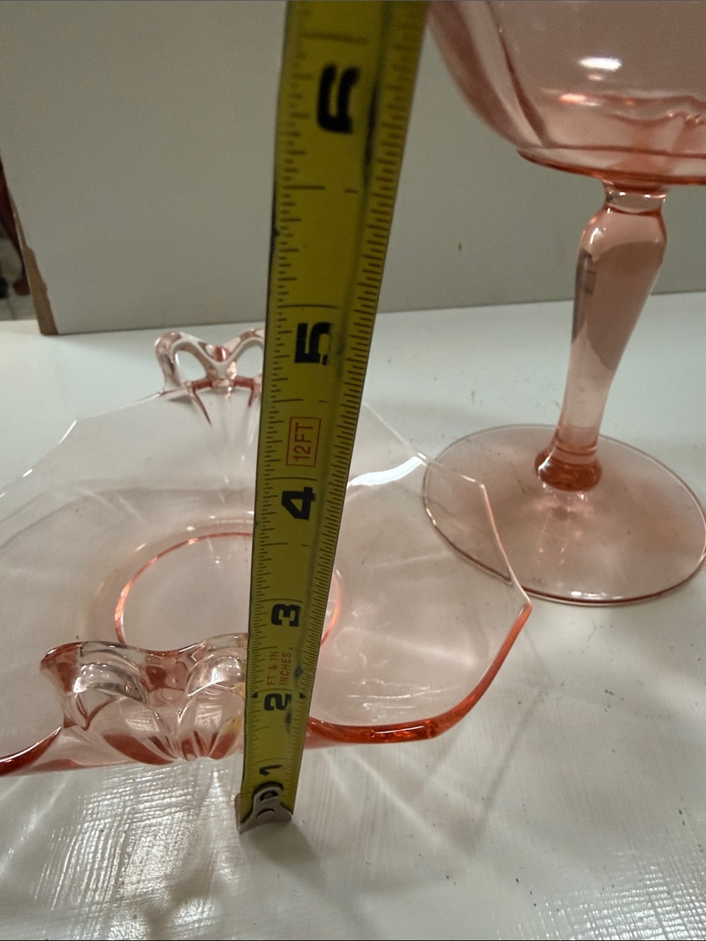 Elegant 1928 Depression Fostoria Fairfax Pink Glass Compote and Matching Dish - Picture 7 of 9